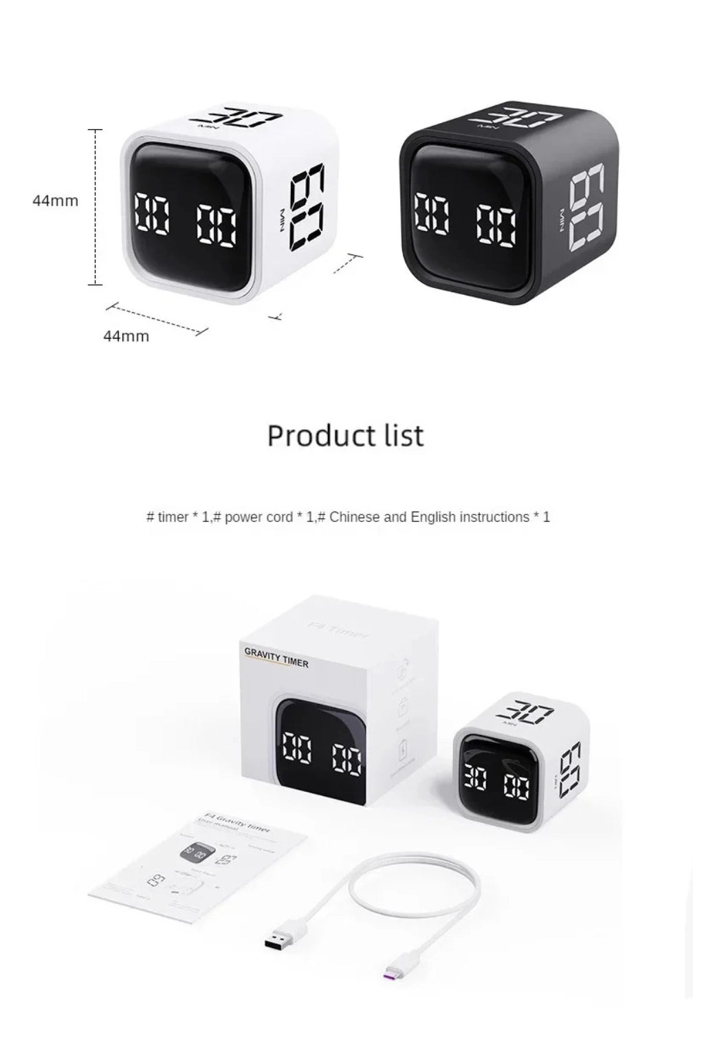 Productivity Cube Timer Flipping LED Display