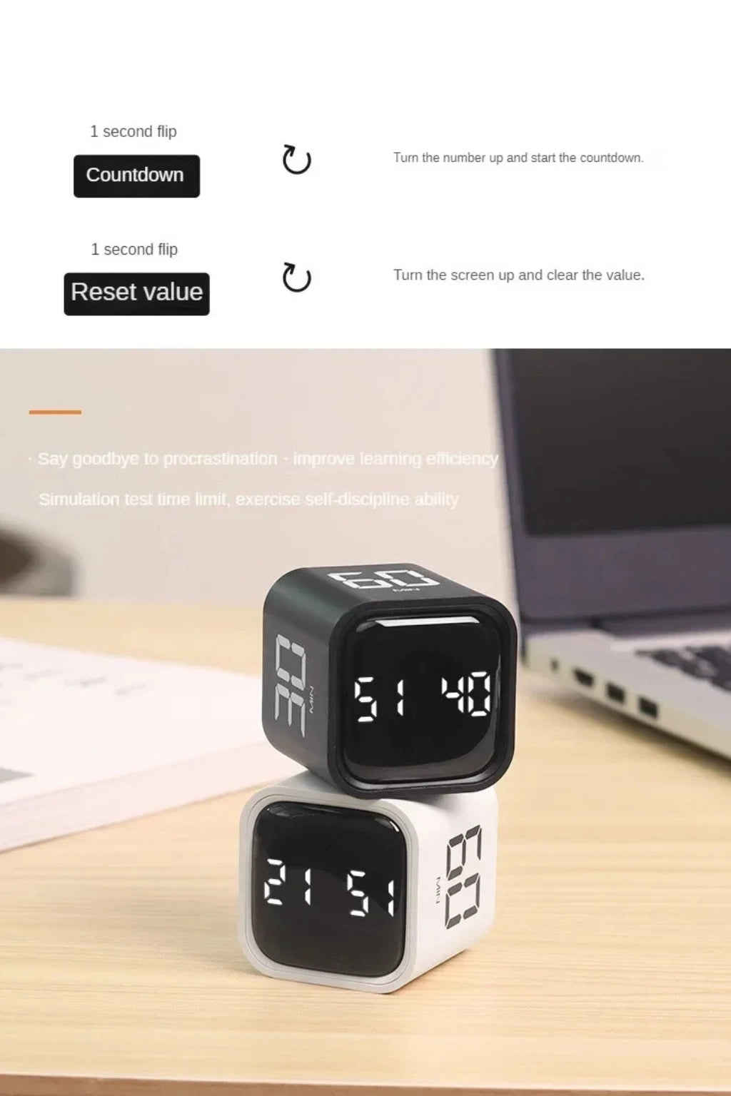 Productivity Cube Timer Flipping LED Display