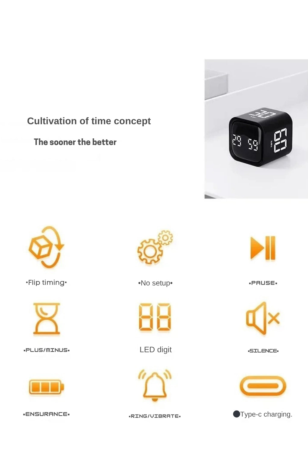 Productivity Cube Timer Flipping LED Display